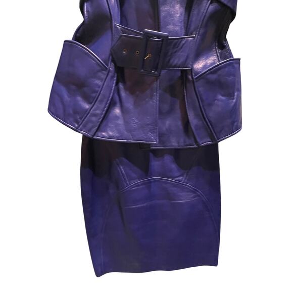 Jean Claude jitrois indigo leather skirt set 38 - Picture 13 of 14